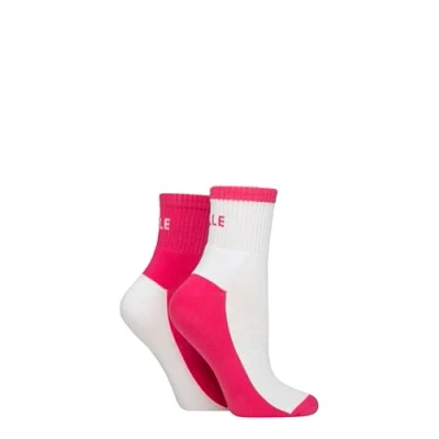 Image of Women&#039;s 2 Pair Elle Sports Cushioned Ankle Socks Hot Pink 4 8