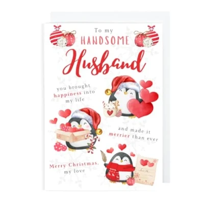 Image of Second Ave Husband Romantic Love Penguin Christmas Xmas Holiday Festive Greetings Card
