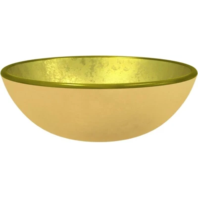 Image of &#039;vidaXL Gold Tempered Glass Basin Stylish Above Counter Sink Design for Modern Bathroom, Washroom, Powder Room