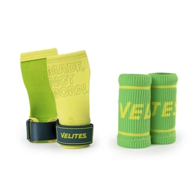 Image of Velites I Quad Pro Lemon Lime + Matching Fabric Wrist Guards Professional Cross Training or Gymnastics Suitable for Any Surface Use with Magnesium