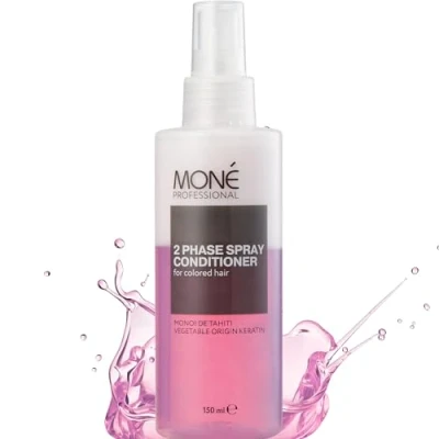 Image of MONÉ PROFESSIONAL Leave In Conditioner Spray Instant hair colour revival, shine, silk and smoothness Multi benefits treatment Shake &amp; Spray! ™