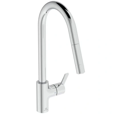 Image of Ideal Standard Taste, Single Lever Mixer for Kitchen Sink, Tubular high spout with Adjustable and Removable Hand Shower Two Functions, Chrome