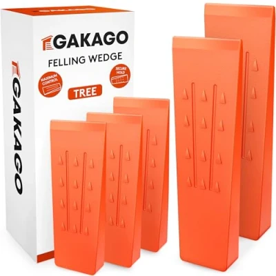 Image of Gakago felling wedge set (pack of 5) Non slip plastic wedges with barbed scales and profiled grain Extremely impact resistant &amp; frost in eye catching orange signal colour