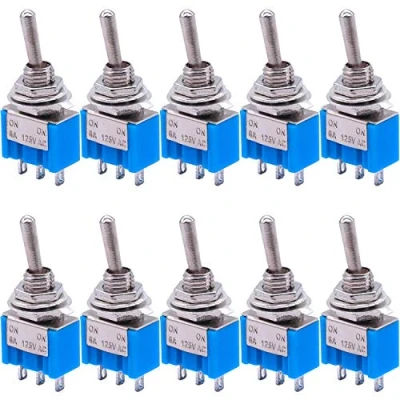Image of Jaopary 10Pcs SPDT Mini Toggle Switch 3 Pin 2 Position ON/ON Miniature 6A 125V AC 102