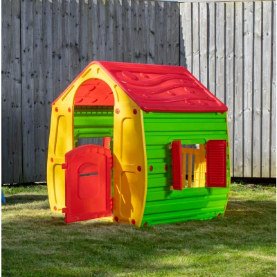 Image of 1.09m Yellow &amp; Red Indoor Outdoor Plastic Wendy House Magical Playhouse