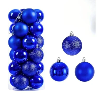 Image of Top Sale 24 Pieces Christmas Tree Decoration, Baubles, Ornaments Shatterproof Balls for Xmas Hanging Decorations Angel Shiny,Matte,Glitter Decorated Baubles (60mm, Midnight Blue, 1)