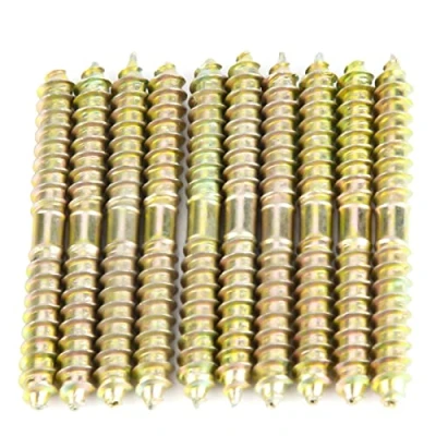 Image of 10pcs Double Ended End Screw, 6 * 60mm Dowel Screw Woodworking Furniture Connector Wood