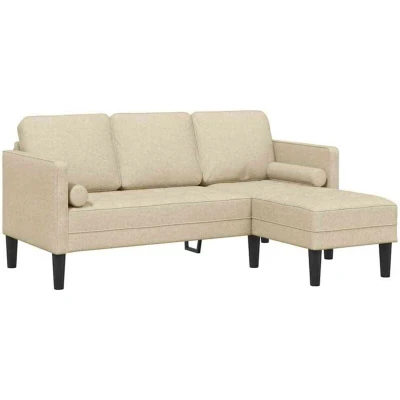 Image of vidaXL 3 Seater L Shaped Sofa Cream 160 cm Fabric