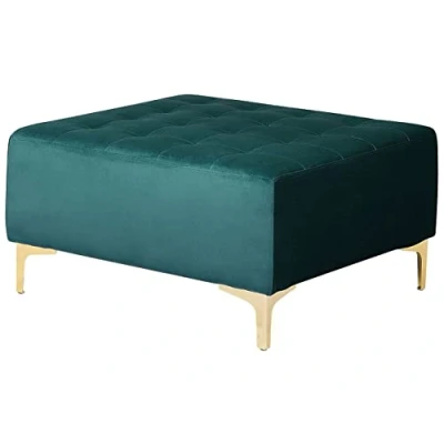 Image of Beliani Modern Ottoman Square Footstool Teal Velvet Tufted Aberdeen