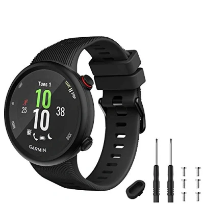 Image of GVFM Strap Compatible with Garmin Forerunner 45, Sport Silicone Wristband Arm Band Replacement Bracelet for 45 and Swim 2 (Black)