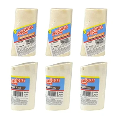 Image of YöL Pack Of 6 Meat Stuffed Bones Beef And Chicken Flavour Dog Chew Treat Real