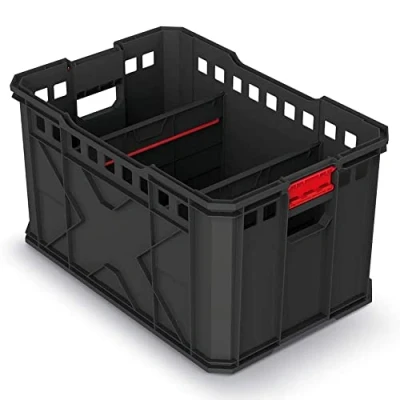 Image of Modular Transport Box with Dividers Plastic Load Capacity up to 50 kg Black 536 x 354 300 mm