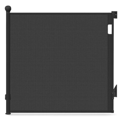 Image of VOUNOT Retractable Stair Gate Mesh Baby Gate, Extend Up to 180cm Wide, One Hand Operation Safety Dog, Cat, Pets Door fo Indoor, Outdoor, Doorways, Bottom of Stairs and Hallways, Black