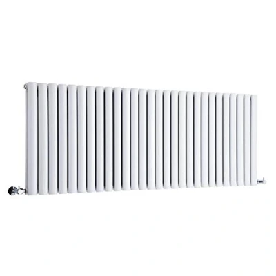 Image of Milano Aruba White Horizontal Double Oval Panel Radiator 635mm x 1652mm