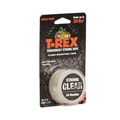 Image of T Rex Tape Extreme Hold Double Sided Mounting Clear, Holds up to 30lbs, 25mm x 1.5m