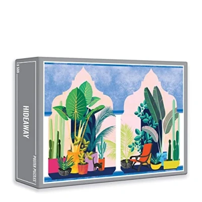 Image of Cloudberries Hideaway, Fun Modern 500 Piece Jigsaw Puzzle for Adults, Houseplant and Cactus Puzzle, Flower Puzzles Pieces