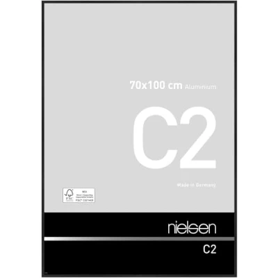Image of nielsen C2 Photo Frame, 70x100cm Black Aluminium Picture Frame with Protective Float Glass and Push Turn Clips Soft