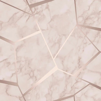 Image of Fine Decor Fractal Geometric Marble Wallpaper Rose Gold FD42264