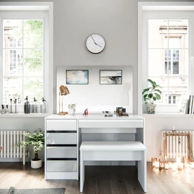 Image of Vicco Vanity table Sherry, White, 120 cm with bench