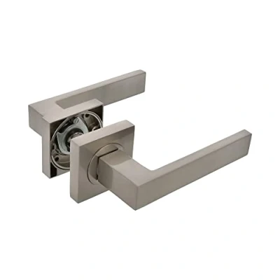 Image of Amig Set of Door Handles Cadiz Model 52 x 124 mm with Keyhole Elegant and Simple Design Ergonomic Grip Handle Matte Silver Zamak