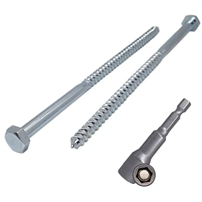 Image of (Pack of 4 pcs) DIN 571 Zinc Plated Steel Hexagon Wood Screws M8 x 200 mm, Coach Screws, Hex Screw, Lag Bolts, Head (4, mm)