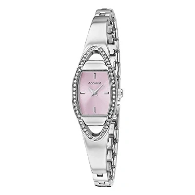 Image of Accurist Women&#039;s Quartz Watch with Pink Dial Analogue Display and Silver Stainless Steel Bracelet LB1458P