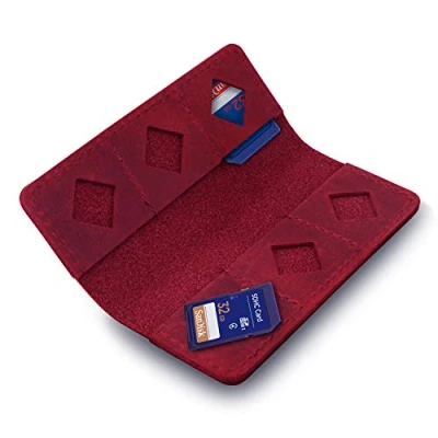 Image of MegaGear Leather SD Card Holder Red, One size