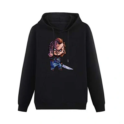 Image of Chucky Hoodies Long Sleeve Pullover Loose Hoody Mens Sweatershirt Size L Black
