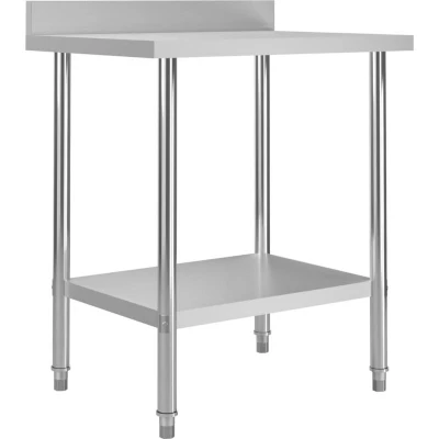 Image of vidaXL Kitchen Work Table with Backsplash 80x60x93 cm Stainless Steel