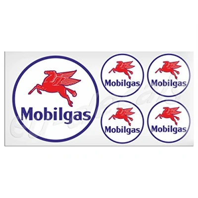 Image of 1X 100mm 4* &amp; 4X 50mm 2&quot; Vintage Mobilgas mobil cas Pegasus Laminated Decal Sticker classic retro for helmet car bike scooter MioVespa collection