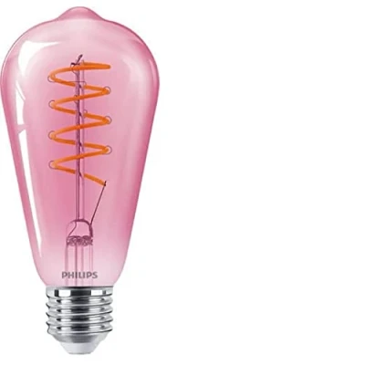 Image of PHILIPS LED Premium Classic ST64 Pink Dimmable Light Bulb [E27 Edison Screw] 15 W, Flame 1800 K.