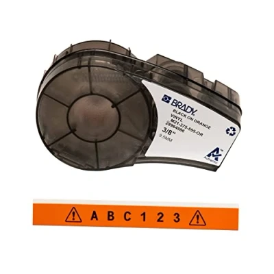 Image of Brady Vinyl Label Tape for Printer M211 &amp; M210 Self Adhesive Labels Black on Orange (9.53mm x 6.40m) M21 375 595 OR