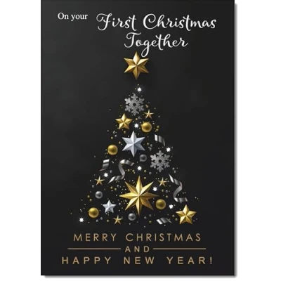 Image of doodlecards 1st First Christmas Together Card Black Abstract Tree Medium Size for with Plain Envelope