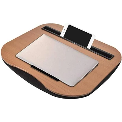 Image of Lap Desk with Cushion for Tablet, Large Laptop Stand Pillow, Wood Platform Ideal on Bed, Sofa, Anti Slip Strips &amp; Carry Handle