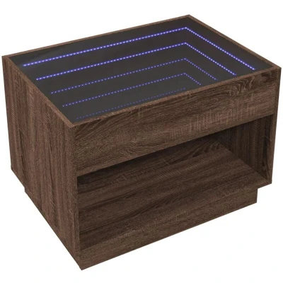 Image of vidaXL Coffee Table with Infinity LED Brown Oak 70x50x50 cm