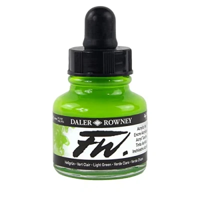 Image of Daler Rowney FW Acrylic Ink, Glass Bottle with Dropper, 1oz 29.5 ml, Light Green