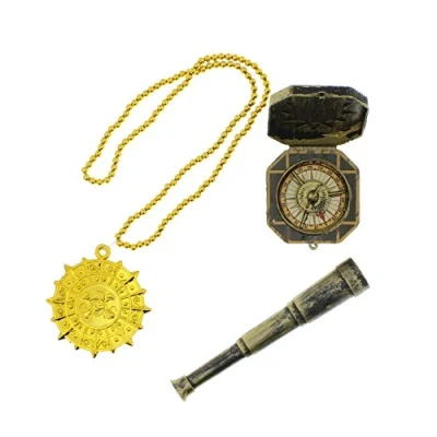 Image of Zac&#039;s Alter Ego 3 Piece Fancy Dress Pirate Kit (Spyglass, Necklace &amp; Compass)