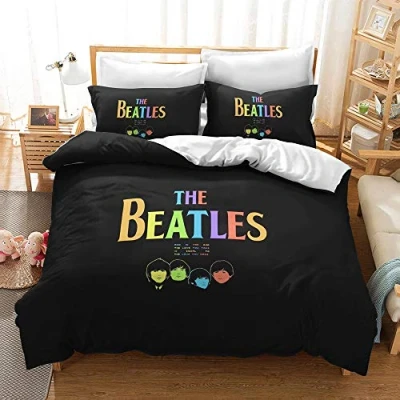 Image of CHAOSE The Beatles Duvet Cover Sets 220X240 Quilt 2 Persons 3 Pieces Bed Linen Bedding Set Pillowcases with Closure (Rock 04,Single(135x200cm))