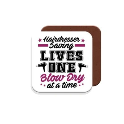 Image of Funny Hairdresser Coaster Gift Giftset Made by MUGGZ in The UK