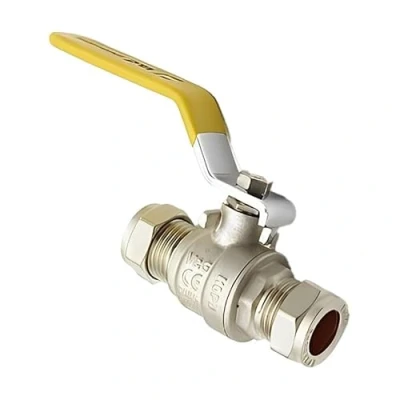 Image of 35mm Lever Ball Valve Yellow Handle (Known as valves/Ball tap/Lever Valve/Lever / Also Available in 15mm, 22mm, 28mm, 42mm, 54mm)