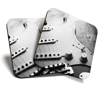 Image of 2 x Square Coasters Electric Guitar Musician Music Cork Backed Home Kitchen Accessory Tea Coffee Mug Mat #41009