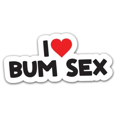 Image of I Love Bum Sex Bumper Sticker Novelty Fun Car Large LGBT LGBTQIA Vinyl Decal Van Camper