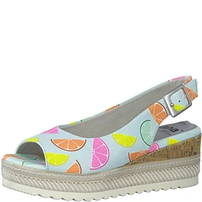Image of Jana Women&#039;s 8 29660 20 Wedge Court Shoes, Lemon Multi, 5 UK