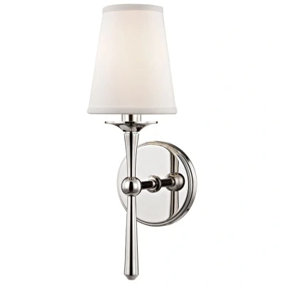 Image of Islip 1 Light Wall Sconce Polished Nickel with Off White Shade