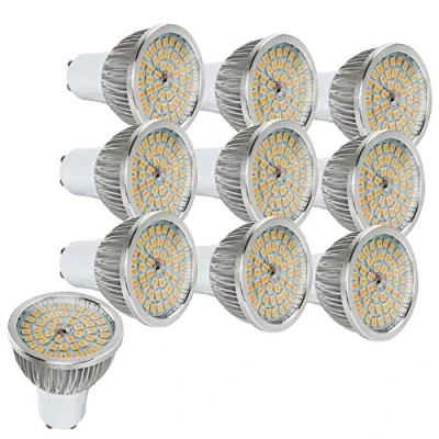 Image of NUOXIN 10 Pack 6W Super Bright GU10 Spotlight LED Light Bulb,Warm White 3000K 60W Equivalent, Energy Saving, Perfect for Replacing Halogen Bulbs 600LM
