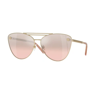 Image of Versace Sunglasses, Women&#039;s, Size: 64, Pale gold/light pink mirror silver grad
