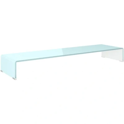 Image of vidaXL Tempered Glass TV Stand Versatile Media Device Riser with Extra Storage, Monitor for Desktop, Ideal Living Room and Bedroom, Modern Design, Green
