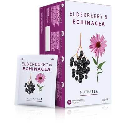 Image of Nutra Tea Elderberry &amp; Echinacea 60 Bags Herbal (3 Pack)