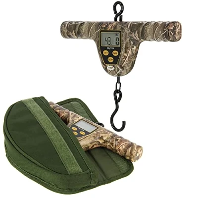 Image of NGT XPR Black Or Camo T Bar Digital 110lb / 50kg Weighing Scale and Protective Case Set For Carp Coarse Fishing (Camo)