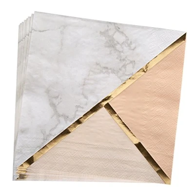 Image of Neviti 772652 Colour Block Marble Napkin, Peach